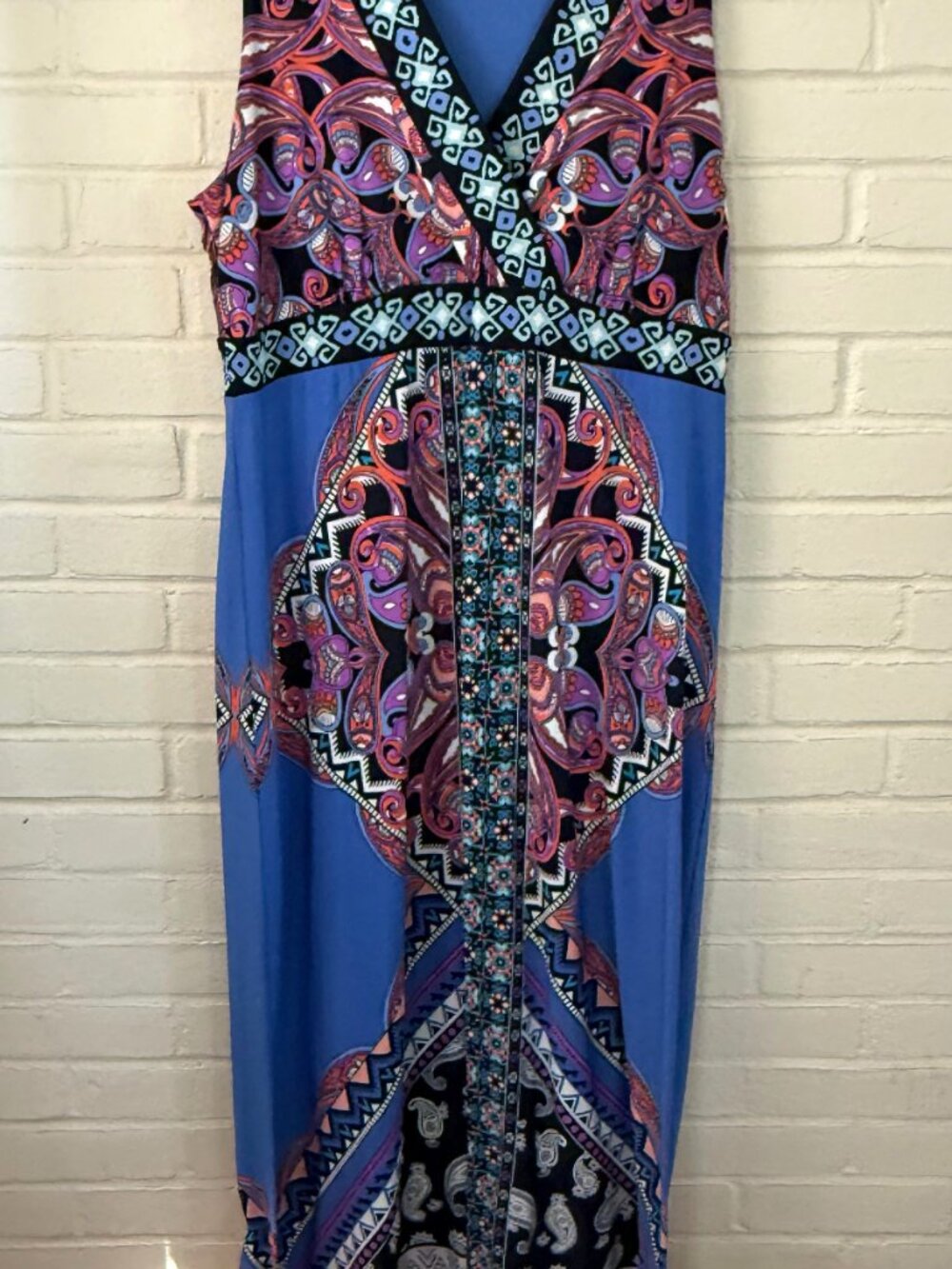 Studio One New York Blue Paisley Sleeveless Maxi Dress Boho | XL - Picture 5 of 7